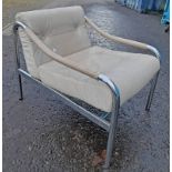 MID 20TH CENTURY CREAM LEATHER & CHROME PIEFF 'BETA' ARMCHAIR