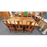 MAHOGANY DRAW-LEAF TABLE & SET OF 8 MAHOGANY CHAIRS INCLUDING 2 ARMCHAIRS