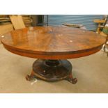 19TH CENTURY MAHOGANY CIRCULAR LIBRARY TABLE ON CENTRE PEDESTAL,