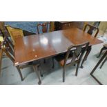 EARLY 20TH CENTURY STYLE MAHOGANY DINING TABLE WITH 2 EXTRA LEAVES AND FOUR DINING CHAIRS LENGTH