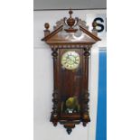 LATE 19TH CENTURY MAHOGANY CASED WALL CLOCK BY GUSTAF BECKER WITH 2 BRASS WEIGHTS