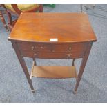 LATE 19TH CENTURY MAHOGANY BEDSIDE TABLE WITH 2 SHORT OVER 1 LONG DRAWER ON SQUARE TAPERED SUPPORTS