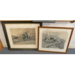 HIGHLAND CATTLE AT REST, FRAMED ENGRAVING, UNSIGNED, 87 X 70 CM, & JOSEPH B PAUL,