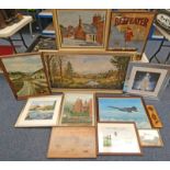 VARIOUS FRAMED O.P, PICTURES ETC TO INCLUDE; L WIGHT, ARBROATH ABBEY, O.