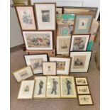 LARGE SELECTION OF FRAMED PRINTS & ENGRAVINGS, ETC DEPICTING VARIOUS FRENCH CHARACTERS,