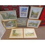 COLIN GIBSON FRAMED WATERCOLOUR RURAL CHURCH, SIGNED FRAMED WATERCOLOUR RURAL SCENE SIGNED H.