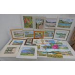 LARGE SELECTION OF FRAMED AND UNFRAMED WATERCOLOURS BY L.