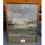 EINAR FROM (1872-1972), ROUGH SEAS, SIGNED, GILT FRAMED OIL PAINTING,