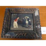 3 18TH CENTURY STYLE FIGURES MONOGRAMMED S OR GCH FRAMED OIL PAINTING 15 X 20 CM