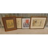 4 FRAMED PRINTS INCLUDING SEM, SHOOTING RANGE, CURIOSITIES ,