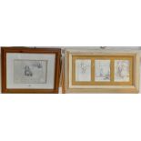 2 FRAMED PRINTS OF ORIGINAL WINNIE THE POOH SKETCHES BY D.H. SHEPARD, INCLUDING.