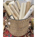 BASKET WITH CONTENTS OF WALLPAPER TO INCLUDE 3 ROLLS OF COLE & SONS, CLANDAN WALL PAPER,