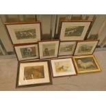 LOT WITHDRAWN SELECTION OF FRAMED PRINTS, ENGRAVINGS DEPICTING DOGS IN VARIOUS SETTINGS.