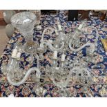 CUT GLASS TABLE LAMP AND A SET OF FOUR GLASS WALL SCONCES -5-