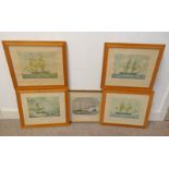 5 FRAMED PRINTS OF FRENCH & BRITISH SHIPS INCLUDING PROGRESS OF PRINCESS ALEXANDRA;