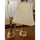 PAIR OF BRASS TABLE LAMPS Condition Report: Generally,