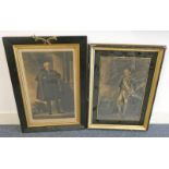 FRAMED COLOUR ENGRAVING OF A NAVAL OFFICER, UNSIGNED, 38 X 57 CM,