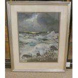 ANNETTE JEAN STEPHEN - (ARR) 'STORM' SIGNED FRAMED WATERCOLOUR 47 CM X 60 CM