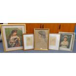 PENCIL DRAWING GILT FRAMED PORTRAIT OF YOUNG LADY MONOGRAMMED H D S 1933 45 X 29 CM,