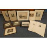 2 ETCHINGS SIGNED HEINTZ ELMAN, 2 ETCHINGS OF EDINBURGH SIGNED ROBERT HOUSTON,