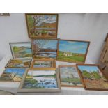 LARGE SELECTION OF FRAMED OIL PAINTINGS SIGNED L.