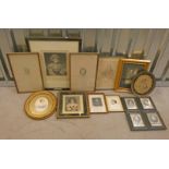 GOOD SELECTION OF FRAMED PORTRAITS INCLUDING SET OF FOUR ENGRAVINGS OF TUDOR MONARCHS LARGEST : 22