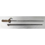 FRENCH M1886 LEBEL BAYONET WITH STEEL CRUCIFORM BLADE AND SCABBARD