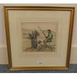 HENRY WILKINSON RESTING FOR THE DAY SIGNED FRAMED COLOUR ETCHING 20 X 17 CM