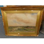 LOT WITHDRAWN W EGGINGTON THE ROAD ACROSS THE MOOR SIGNED GILT FRAMED WATERCOLOUR 51 X 73 CM