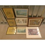 SELECTION OF FRAMED AND UNFRAMED PRINTS AND ENGRAVINGS OF CITY AND HUNTING SCENES INCLUDING