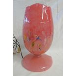 PERTHSHIRE GLASS PINK & RED GLASS TABLELAMP,