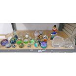 GOOD SELECTION PAPER WEIGHTS BY CAITHNESS GLASS ETC ON ONE SHELF