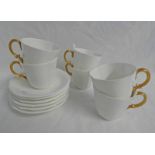 SET OF 6 ROYAL CROWN DERBY CUPS & SAUCERS WITH GILT HANDLES