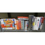VARIOUS BOXED GAMES & VARIOUS BOOKS ON 1 SHELF