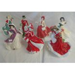 7 ROYAL DOULTON CHRISTMAS DAY LADIES - 1999, 2001, 2002, 2003, 2004,