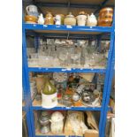 SELECTION OF VARIOUS ITEMS INCLUDING CRYSTAL VASES, PARAFFIN LAMP,