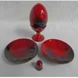 PAIR OF ROYAL DOULTON FLAMBE VEINED PIN DISHES 1620,