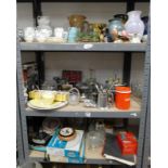 VARIOUS SILVER PLATED WARE, VARIOUS GLASS & PORCELAIN, SELECTION OF CROWNS, ETC,