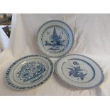 3 X 19TH CENTURY DELFT WARE PLATES,