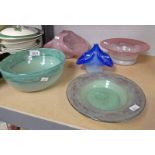 5 PIECES VASART GLASS INCLUDING 2 BOWLS ,