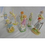 8 ROYAL WORCESTER PORCELAIN DAYS OF THE WEEK FIGURES, INCLUDING TWO TUESDAY FIGURES,