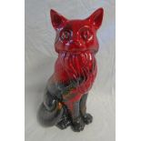 ROYAL DOULTON FLAMBE VEINED SEATED CAT,