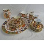 ROYAL CROWN DERBY COFFEE CUPS & SAUCERS, 19TH CENTURY DERBY JUG & ASHET,