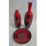 ROYAL DOULTON FLAMBE WOODCUT VASES - 1614 & 1603,