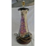 MOORCROFT TABLE LAMP WITH FOXGLOVE FLORAL DECORATION,