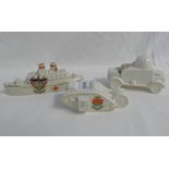 3 PIECES OF CRESTED WARE INCLUDING SHELLEY WARE ARMOURED CAR - MONTROSE,