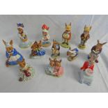 12 ROYAL DOULTON BUNNYKINS FIGURES INCLUDING MR & MRS BUNNYKINS DB18 & 19,