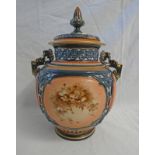 HADLEYS WORCESTER PORCELAIN LIDDED 2 HANDLED VASE WITH FLORAL DECORATION,