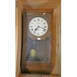 EARLY 20TH CENTURY OAK CASED WALL CLOCK WITH PAINTED DIAL MARKED 'THE GLEDHILL - BROOK TIME