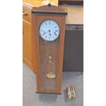 OAK CASED REGULATOR WALL CLOCK WITH 2 WEIGHTS BY HERMLE 90CM TALL